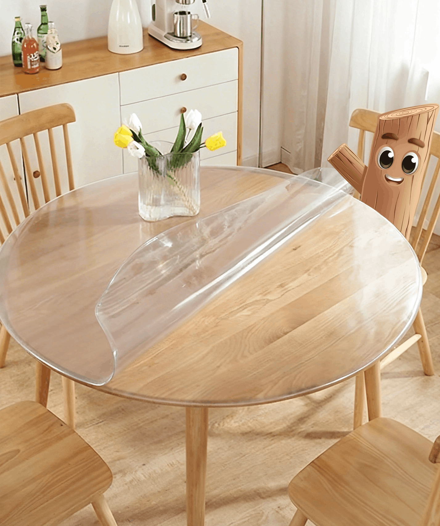 Mäkké sklo pre okruhly stol